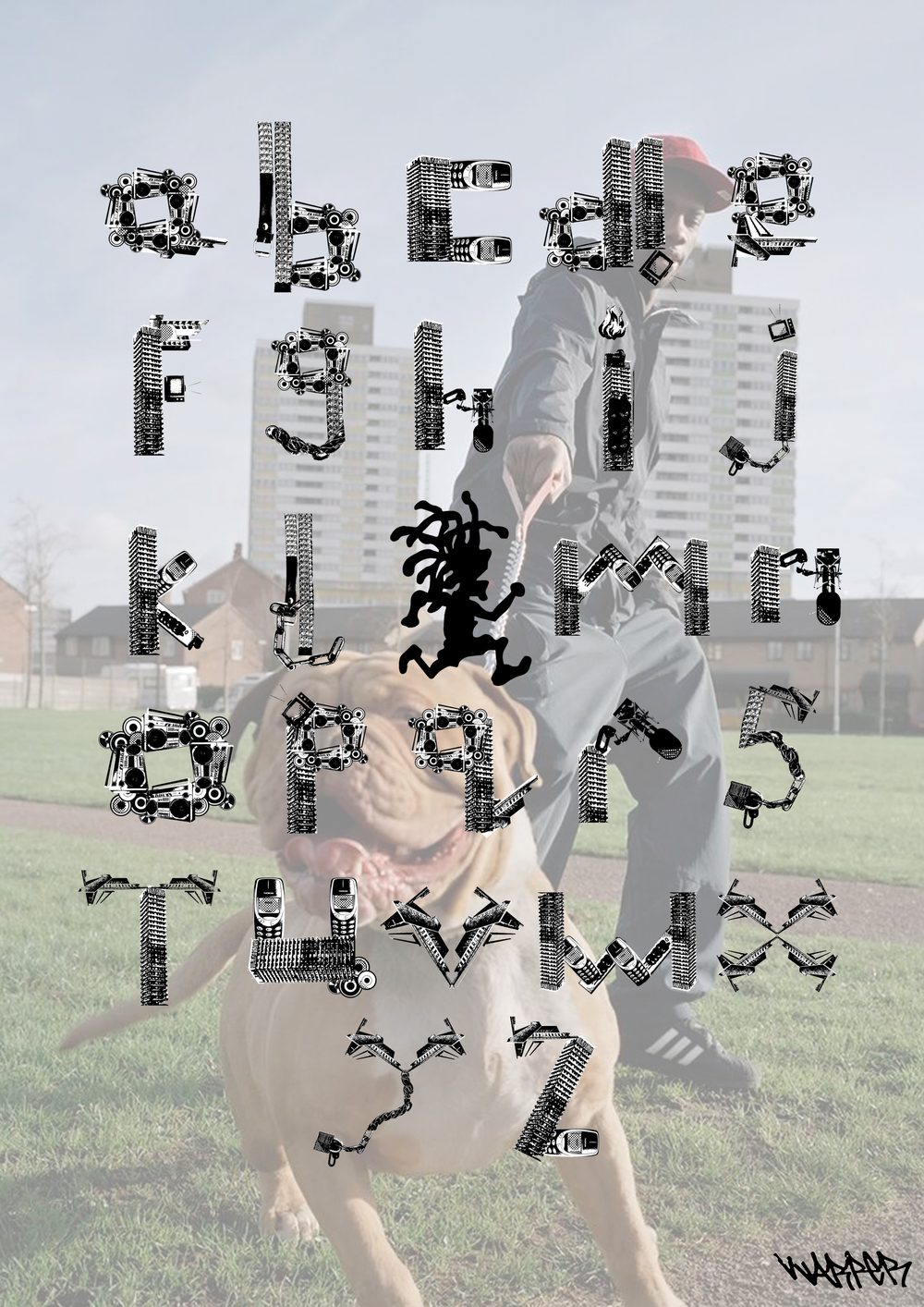 Custom alphabet built from found street objects